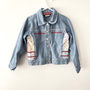 Vintage Ragscals Kids Denim Jacket with Red Accents & Patches